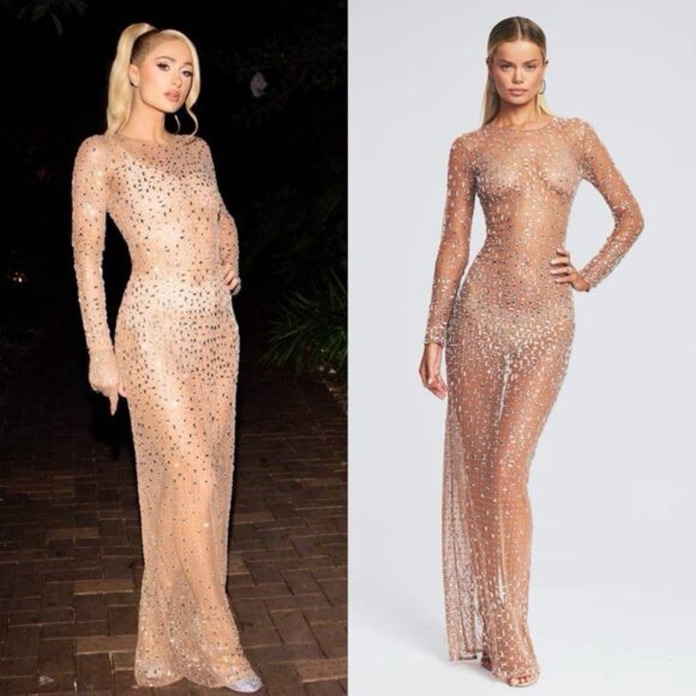 Retrofete Vinci Dress in Silver & Nude
